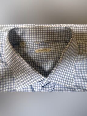 Suitsupply Gingham Multicolor Blue & White Pattern Men’s Dress Shirt Size 18/46